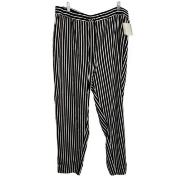 14th & Union Black Pioneer Pinstripe Tapered Leg Tie Waist Pants - Picture 3 of 8